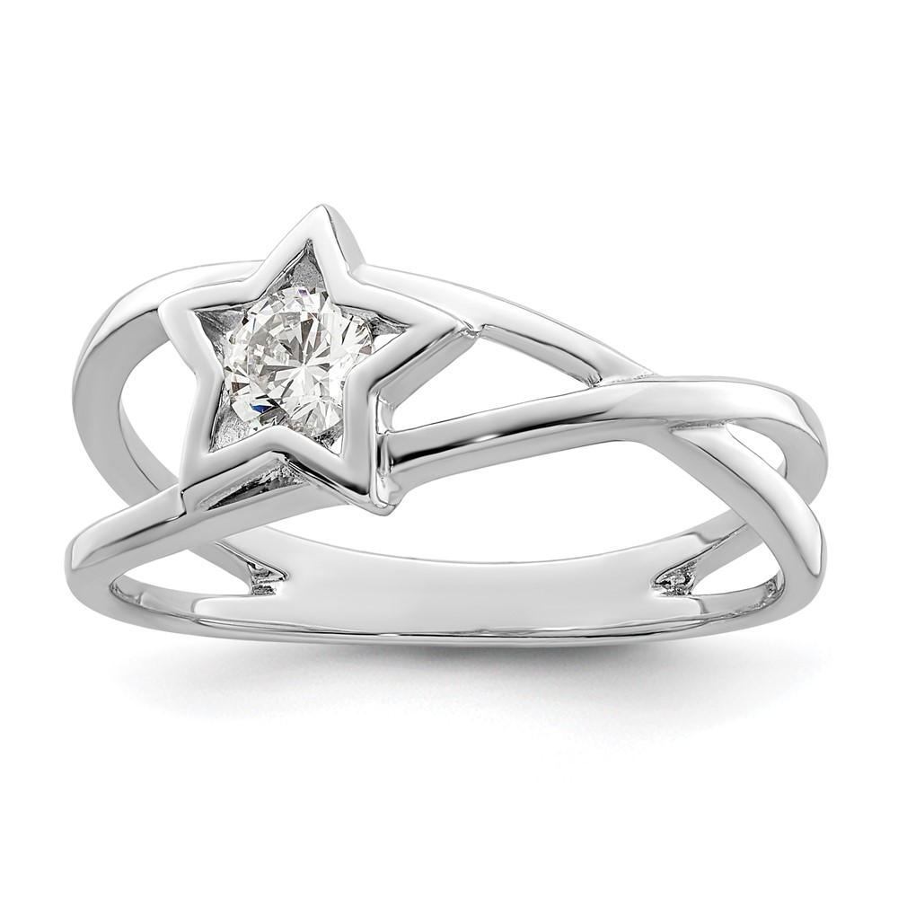 Sterling Silver Rhodium-Plated CZ Star Ring - Size 8 -  Bagatela, BA2712335