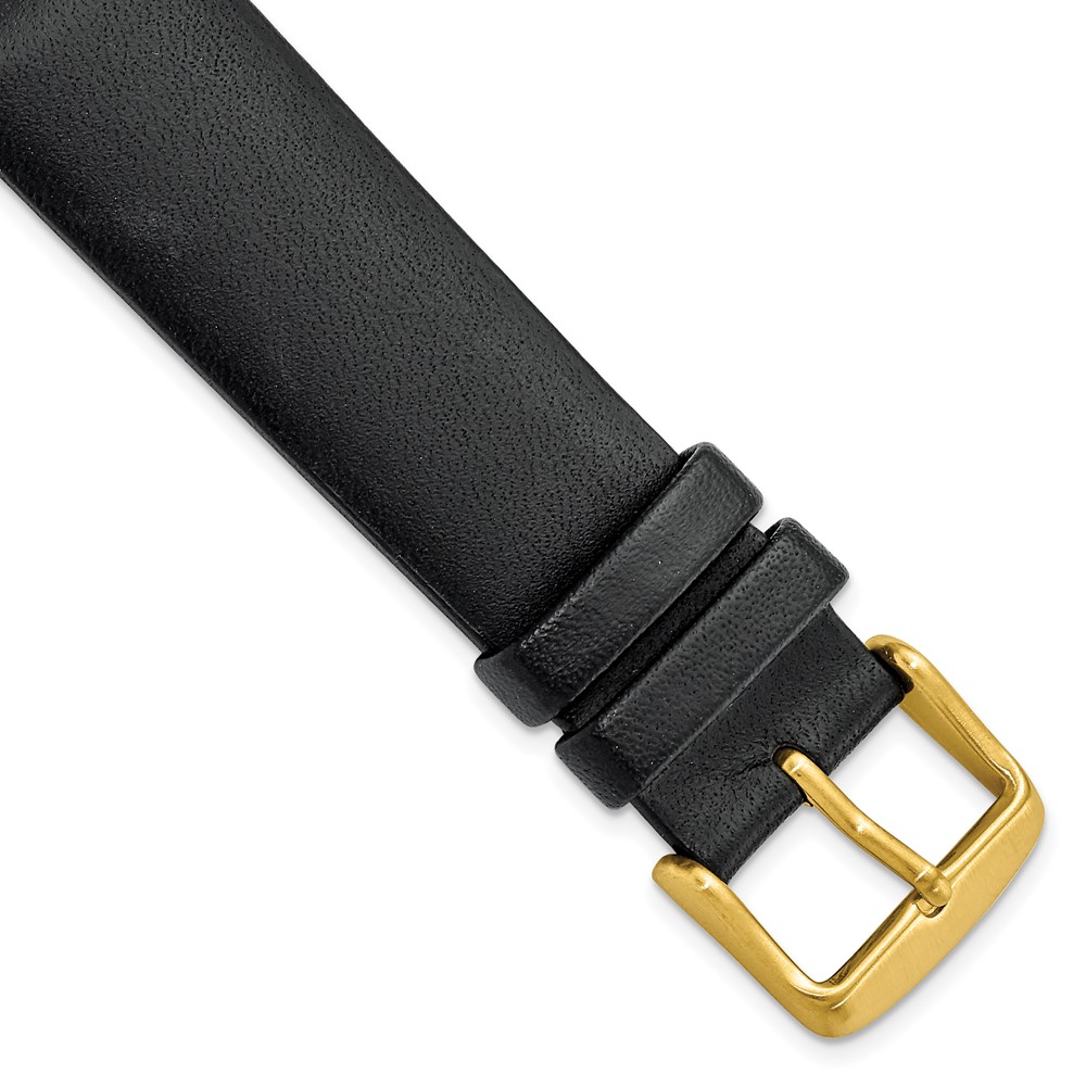 Picture of Quality Gold BAY541-20 Gilden 20 mm Black Padded No-Stitch Calfskin Gold IP-Platd Buckle Watch Band