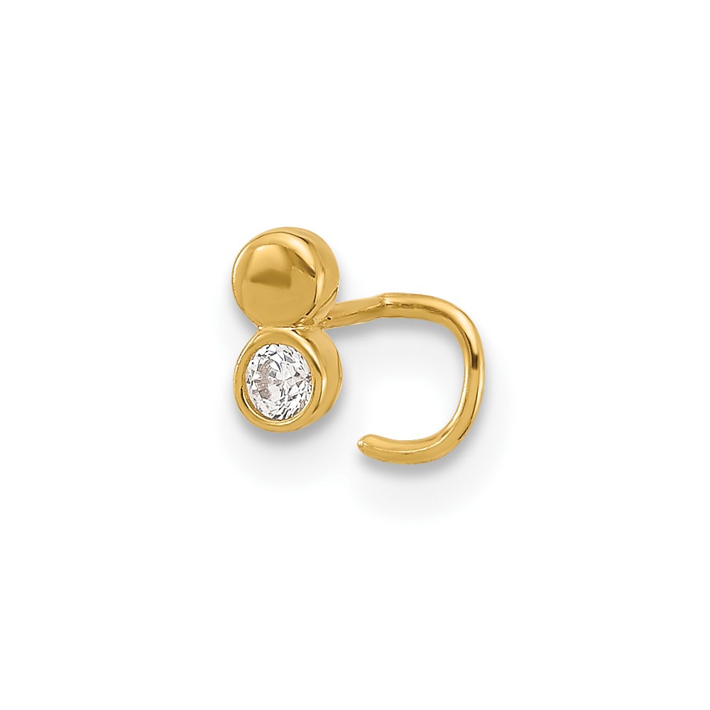 Picture of Finest Gold 14K Yellow Gold 22 Gauge Double Circle CZ Nose Ring Body Jewelry
