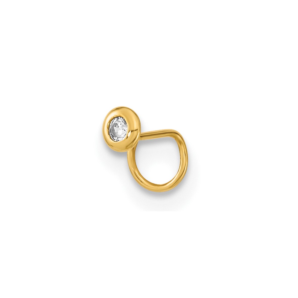 Picture of Finest Gold 14K Yellow Gold 22 Gauge Circle with CZ Nose Ring Body Jewelry