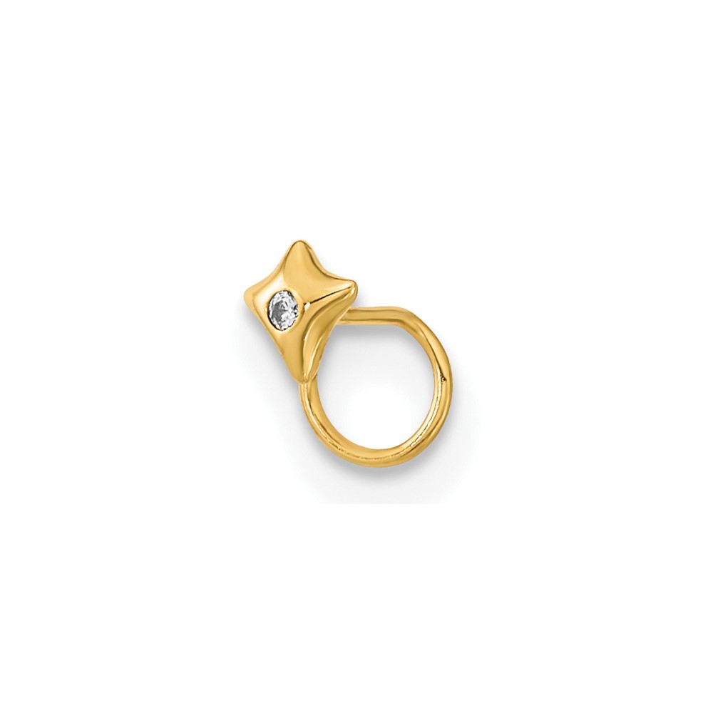 Picture of Finest Gold 14K Yellow Gold 22 Gauge Square with CZ Nose Ring Body Jewelry