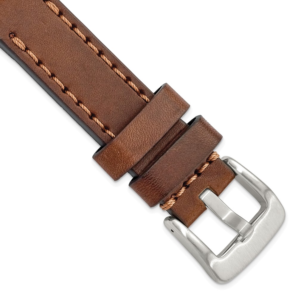 Picture of Finest Gold 20 mm Non Metal Gilden Brown with Stitch Sport Calfskin Watch Band with Stainless Buckle