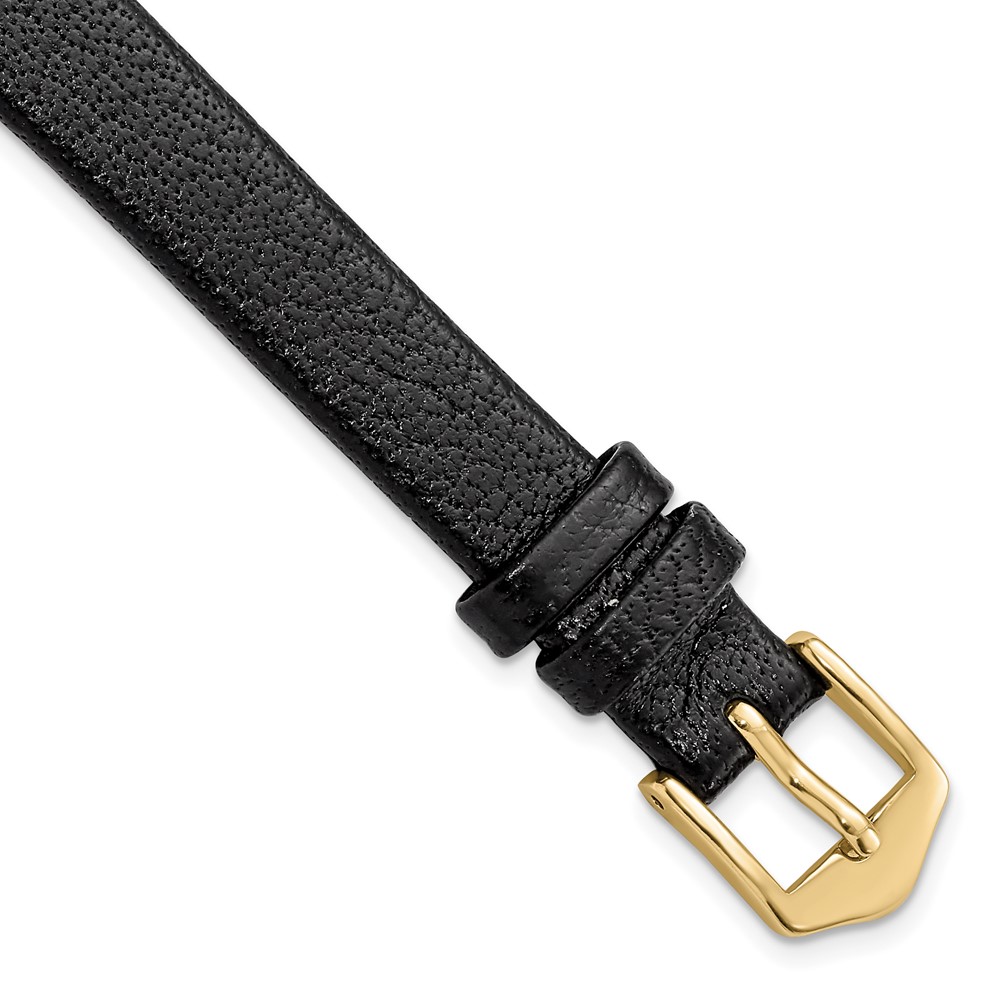 Picture of Finest Gold Gilden Extra Long 12 mm Black Flat Polished Calfskin Watch Band