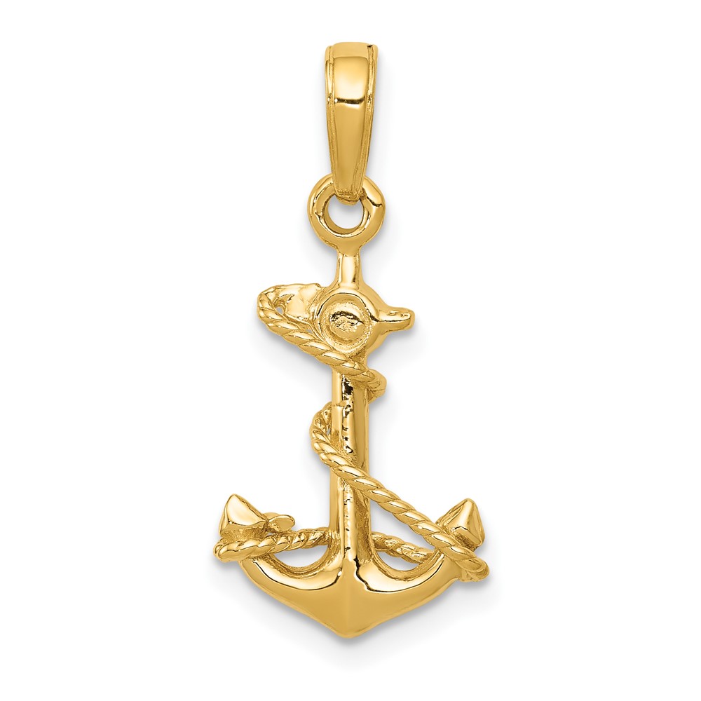 Picture of Finest Gold 10K 3-D Anchor with Rope Pendant