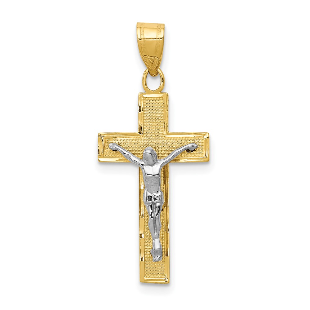 Picture of Quality Gold 10D3689 10K Two-Tone Diamond-Cut Crucifix Charm