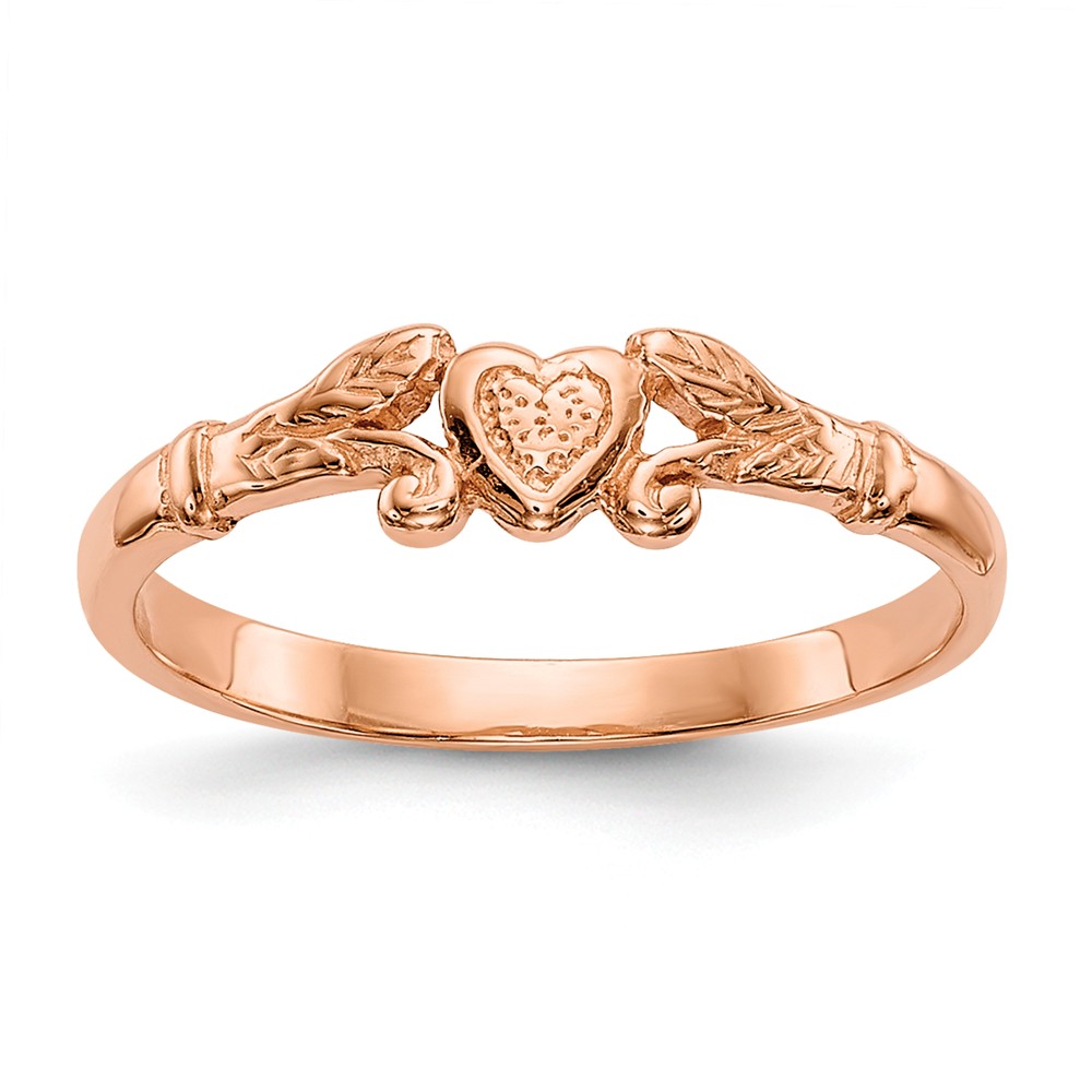 Picture of Finest Gold 14K Rose Gold Textured Mini Heart Baby Ring&amp;#44; Size 1
