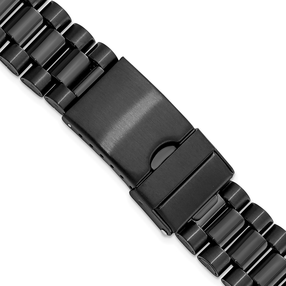 Picture of Finest Gold Gilden Long 22-26 mm President-Style Black Stainless Steel Watch Band
