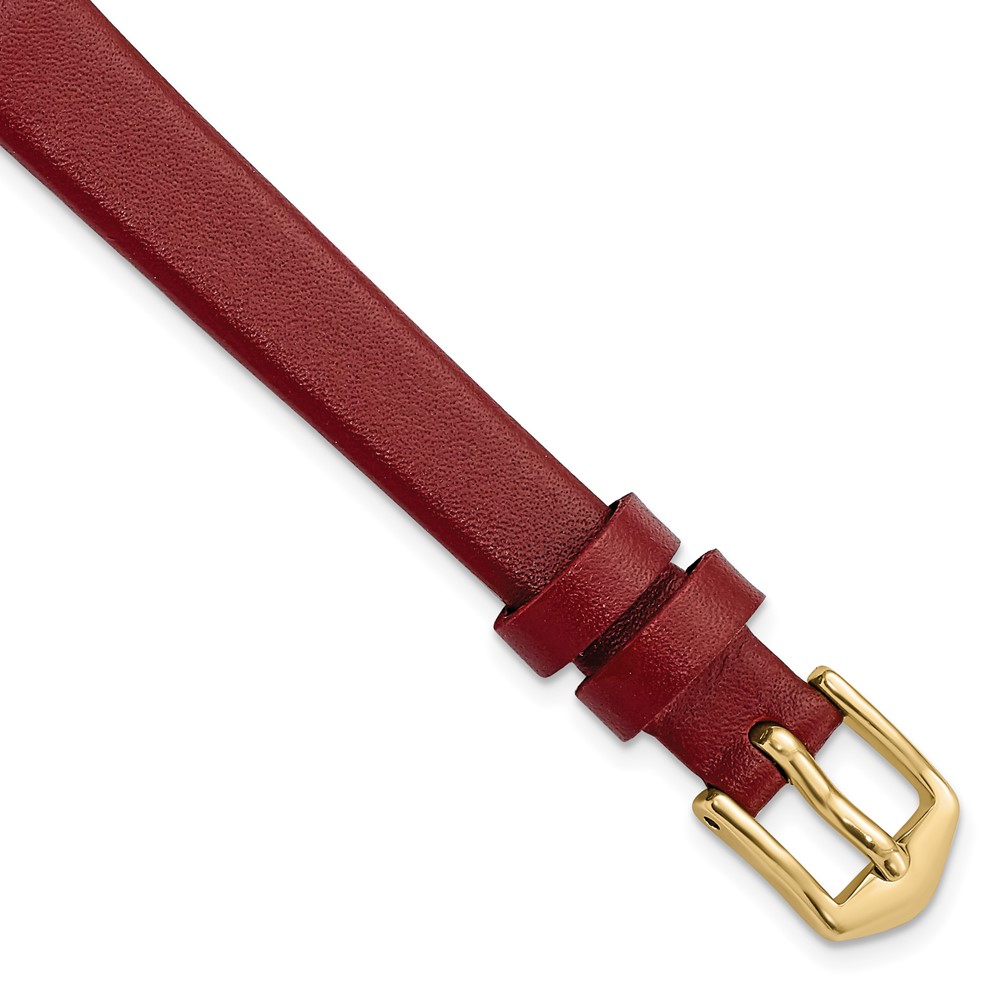 Picture of Quality Gold BA538-10 Gilden 10 mm Dark Red Classic Calfskin Gold-tone Buckle Watch Band