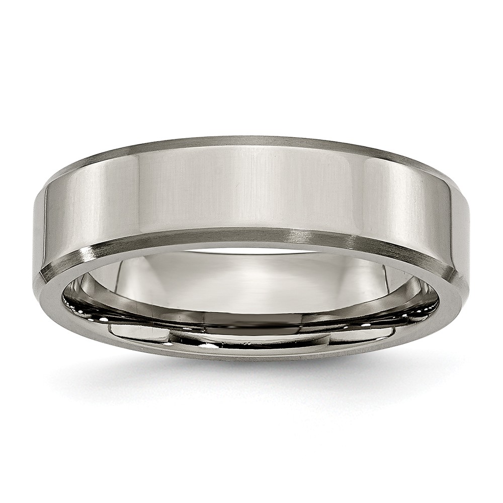 Picture of Bridal TB111-12.5 Titanium Beveled Edge 6 mm Brushed & Polished Band - Size 12.5