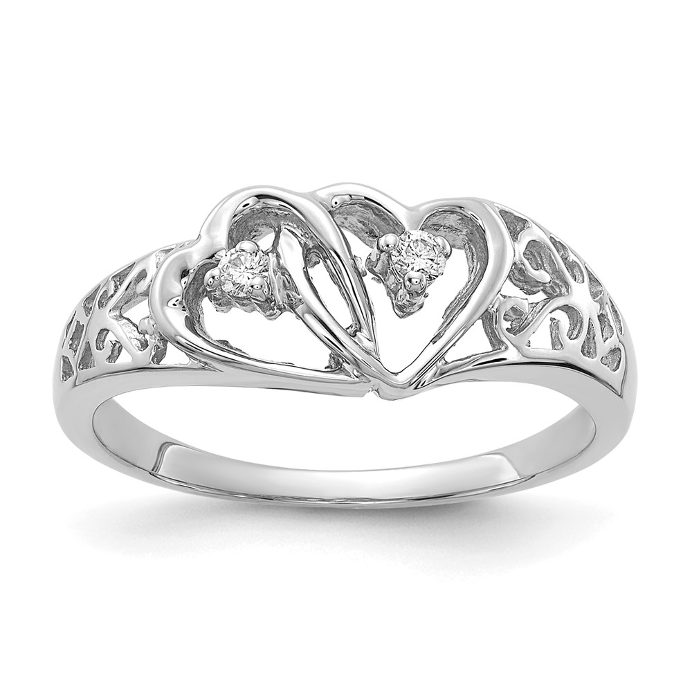 Picture of Finest Gold 14K White Gold Polished 0.05 CTW Diamond Heart Mounting Ring&amp;#44; Size 6