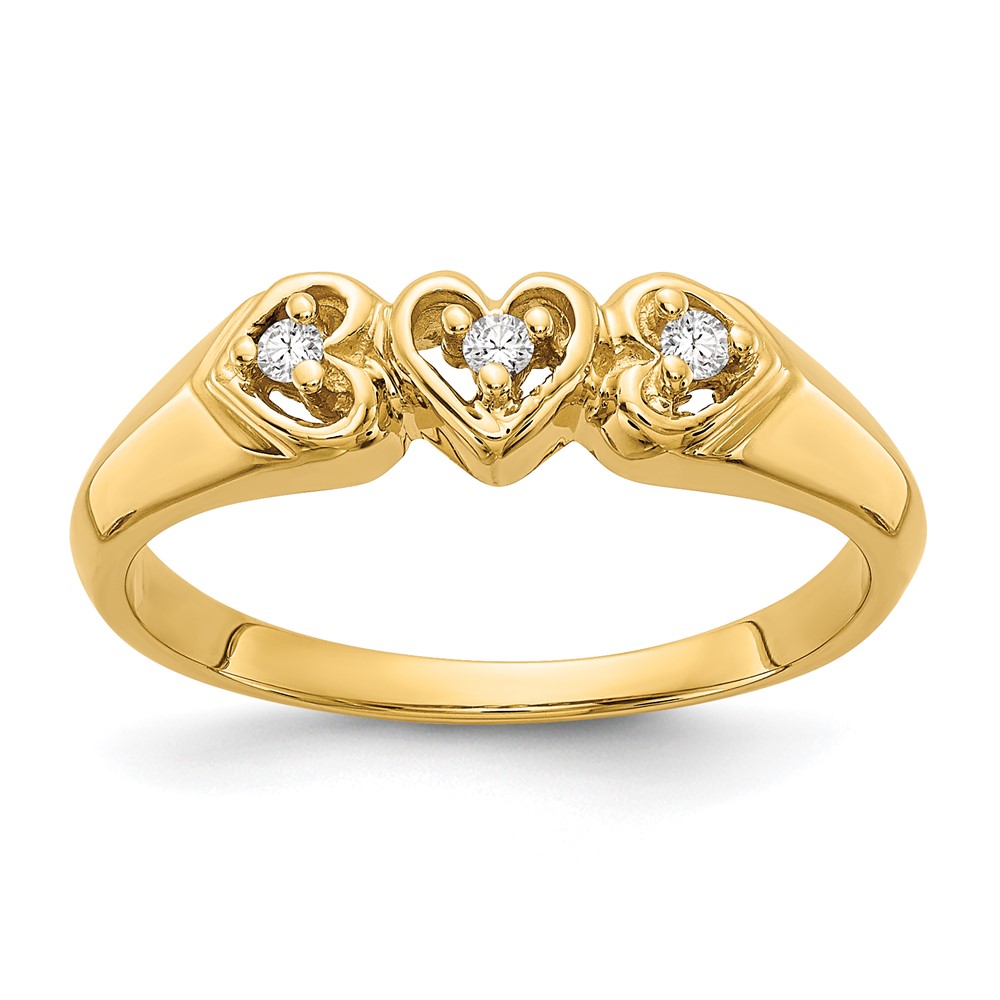 Picture of Finest Gold 14K Yellow Gold Polished 0.05CT Diamond Heart Ring Mounting - Size 6