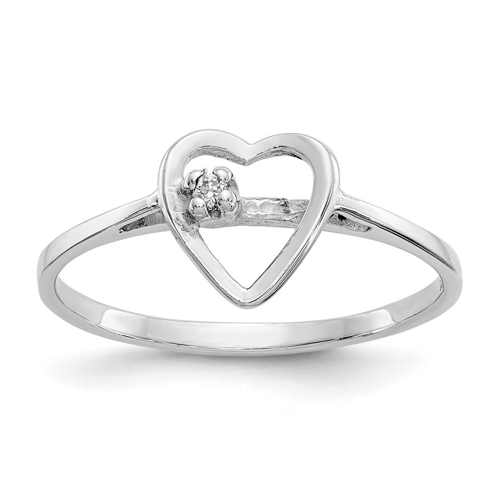 Picture of Finest Gold 14K White Gold Polished 0.01 CTW Diamond Heart Mounting Ring&amp;#44; Size 6