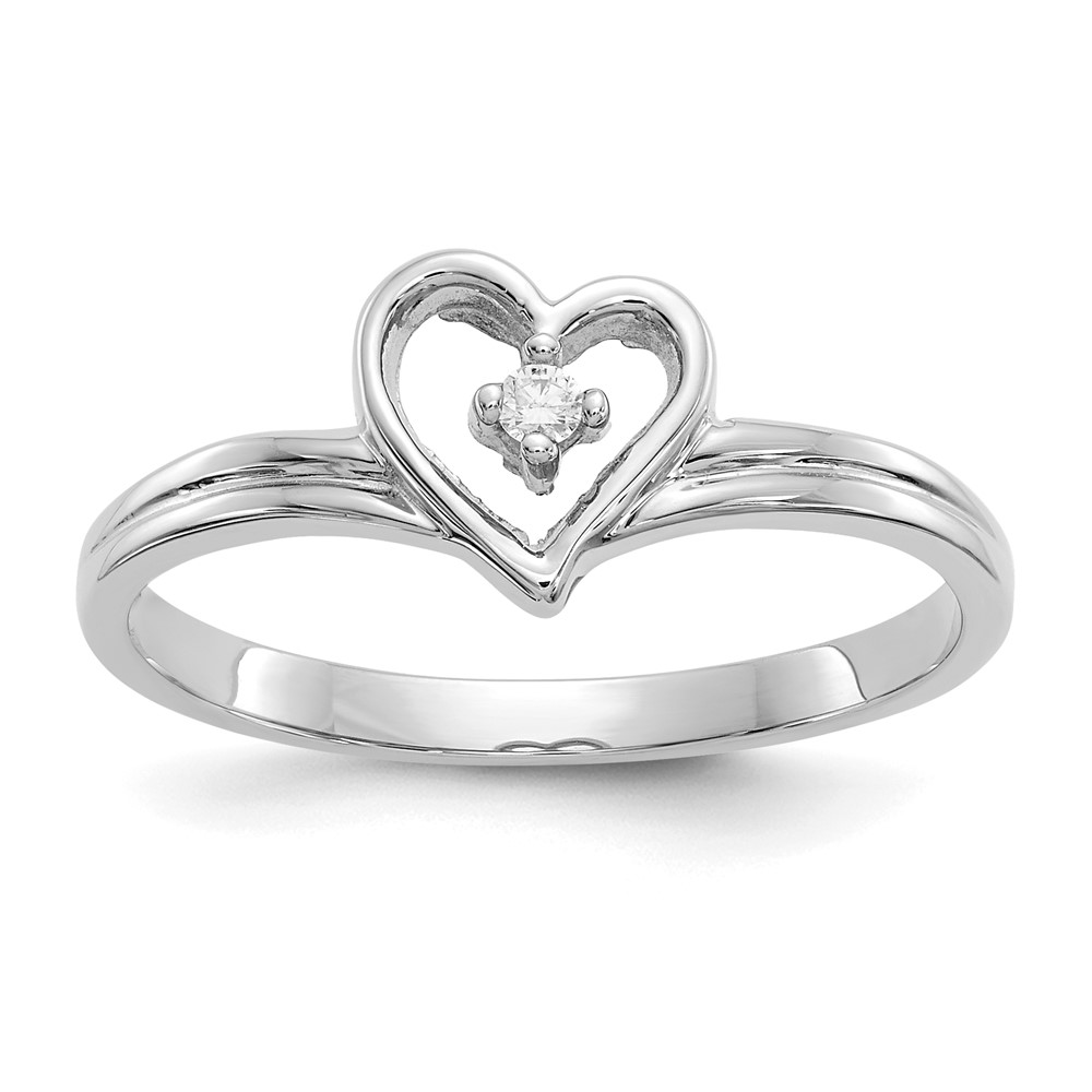Picture of Finest Gold 14K White Gold Polished 0.03CT Diamond Heart Ring Mounting - Size 6