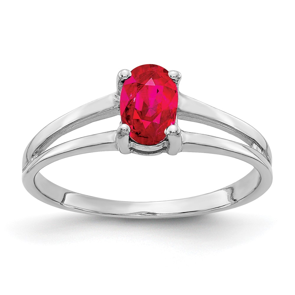 Picture of Finest Gold 14K White Gold Polished 6 x 4 mm Oval Gemstone Ring Mounting - Size 6