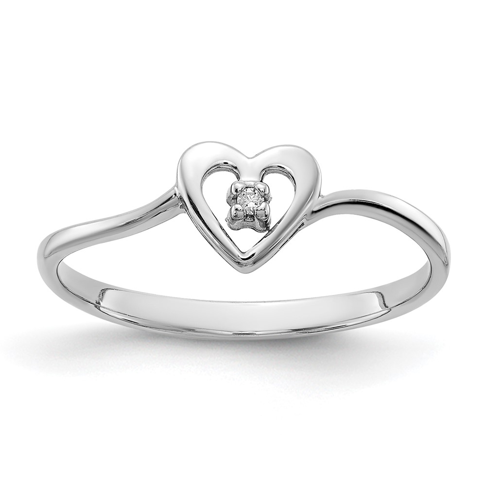 Picture of Finest Gold 14K White Gold 0.01 CTW Diamond Heart Mounting Ring&amp;#44; Size 6