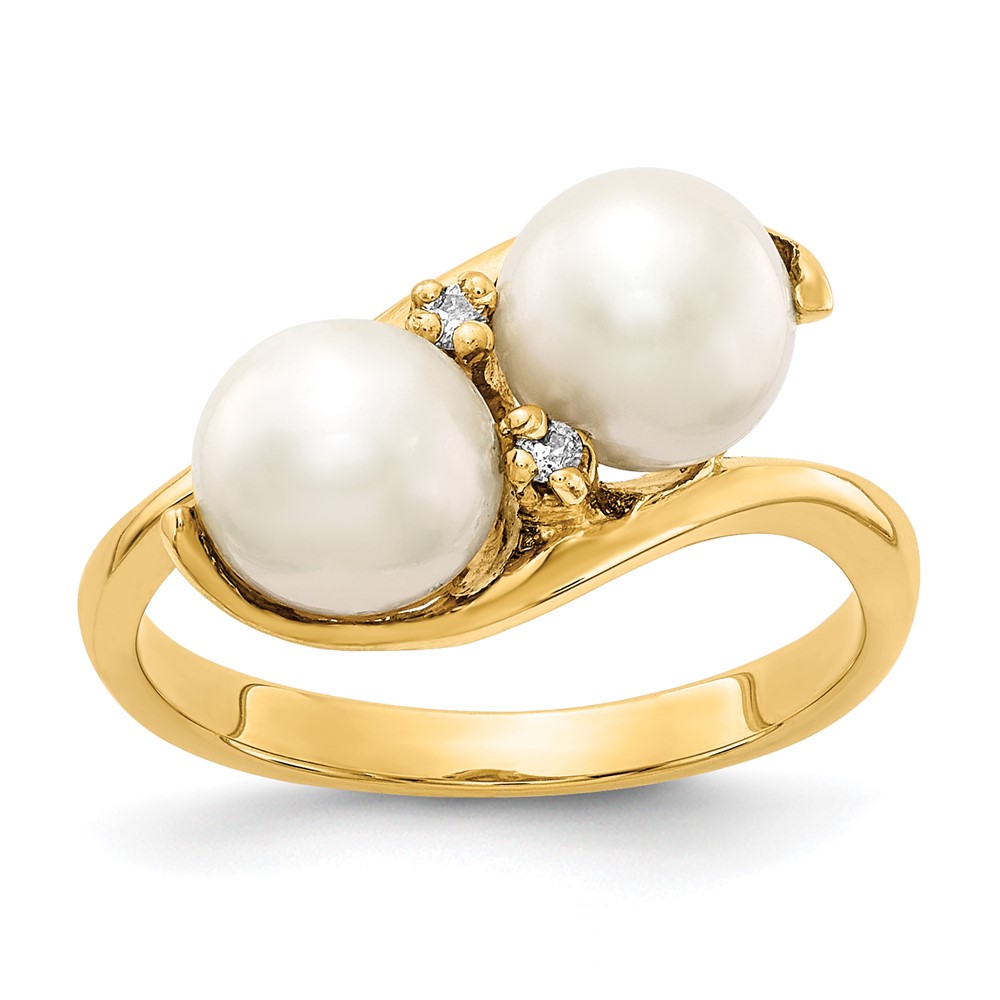 Picture of Finest Gold 14K Yellow Gold 6 mm Pearl &amp; Diamond Ring Mounting - Size 5