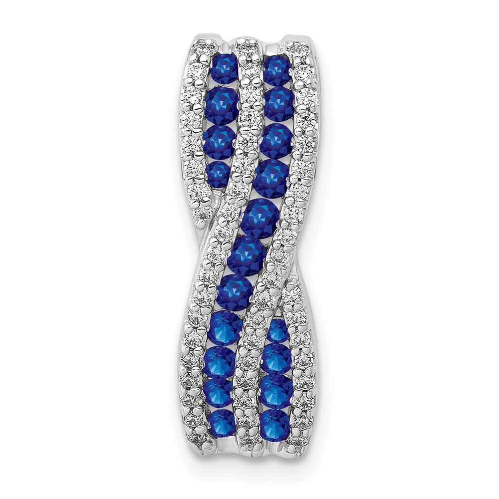 14K White Gold 0.3 CTW Diamond & Sapphire Fancy Twist Chain Slide Pendant -  Bagatela, BA2714433