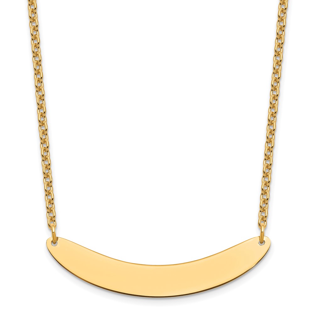 Picture of Finest Gold Sterling Silver &amp; Gold-plated Medium Polished Curved Blank Bar Necklace