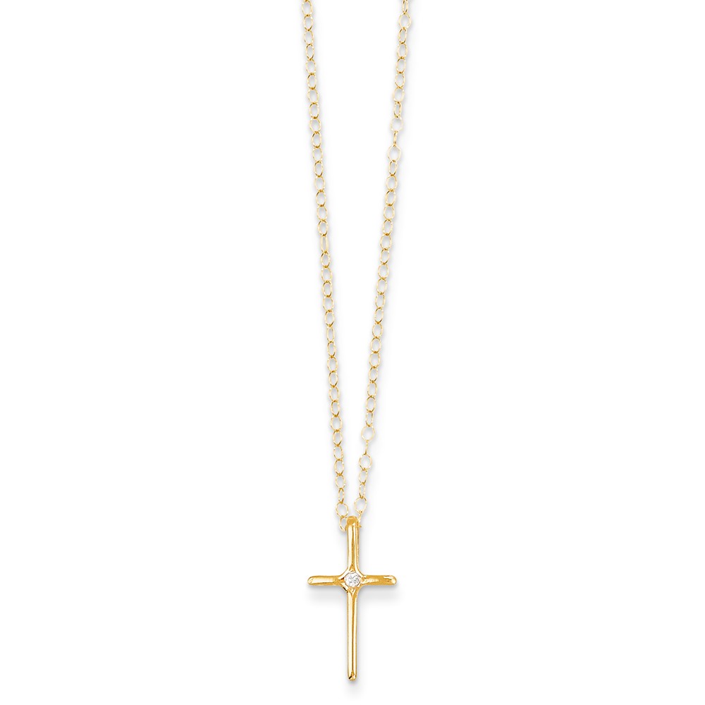 Picture of Finest Gold 0.01 CT 14K Yellow Gold Madi K Diamond Cross Necklace