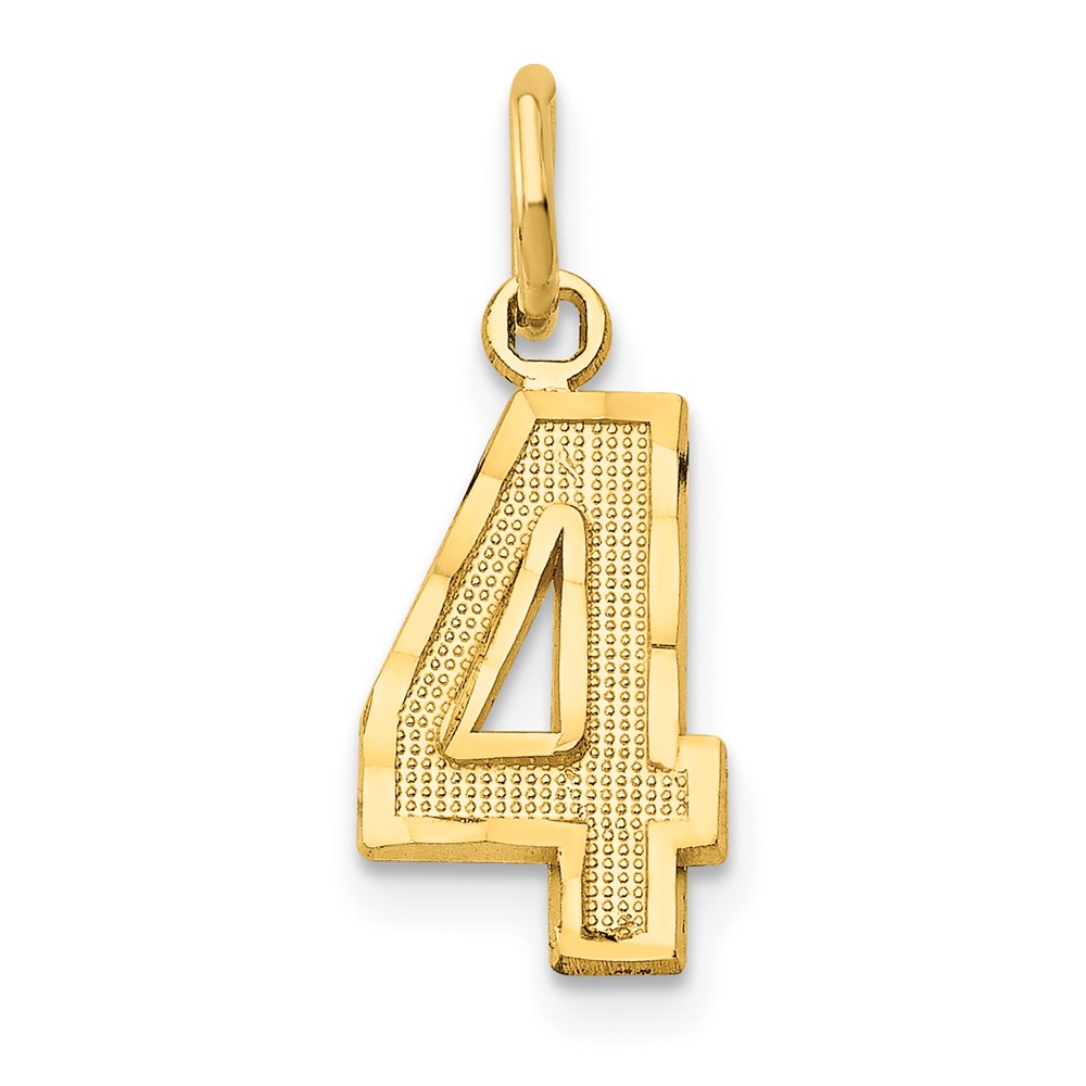 Picture of Finest Gold 10K Yellow Gold Casted Small Diamond-Cut Number 4 Charm