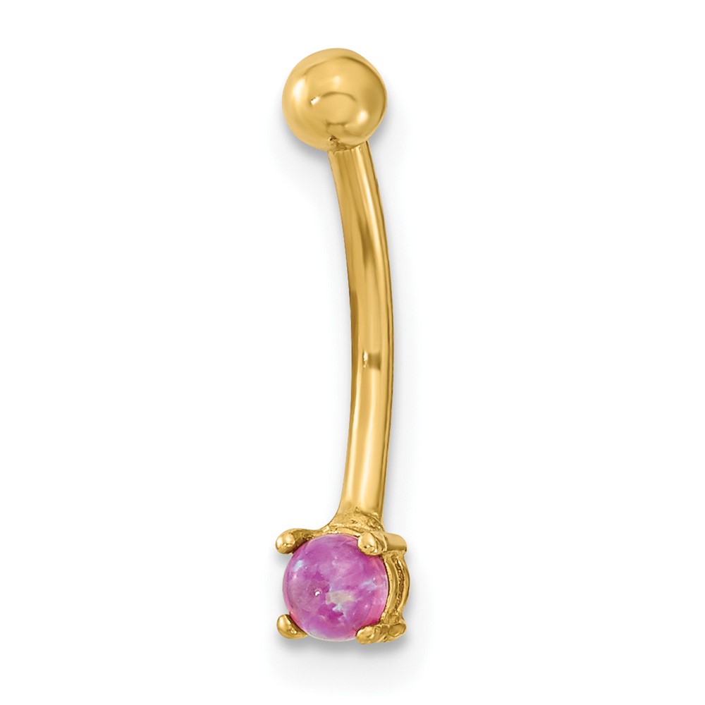 Picture of Finest Gold 14K Yellow Gold 16 Gauge with Pink CZ Eyebrow Ring Body Jewelry Earrings