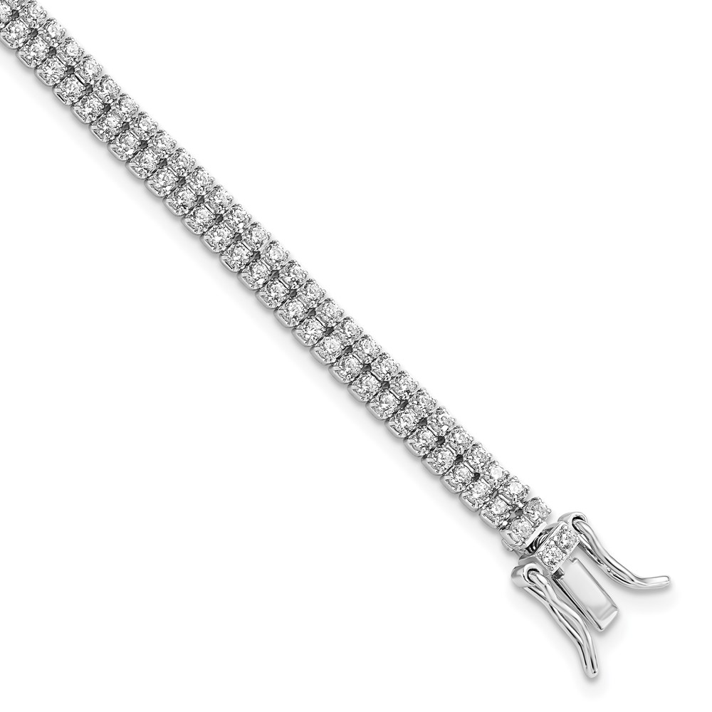 Picture of Finest Gold Sterling Silver Rhodium-Plated 2-Row CZ Tennis Bracelet
