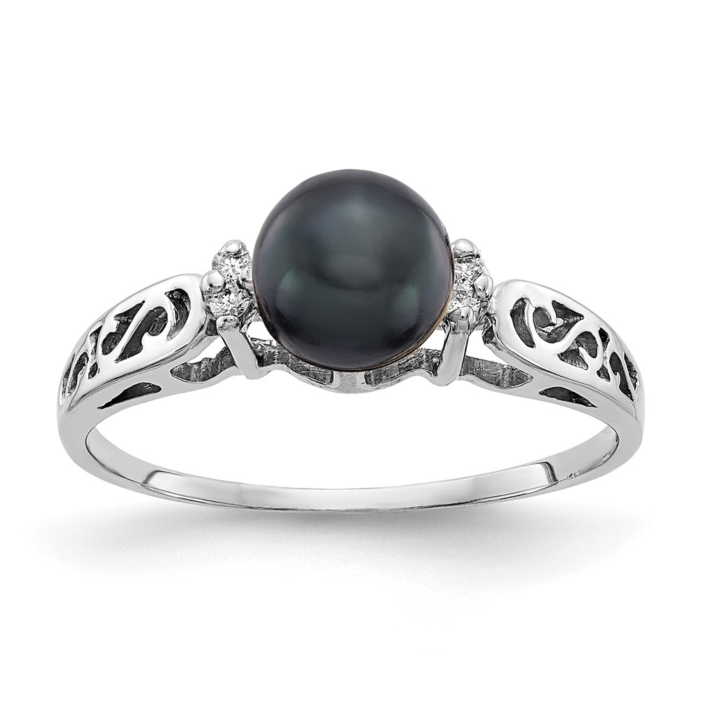 Picture of Finest Gold 14K White Gold Polished Diamond &amp; Pearl Mounting Ring&amp;#44; Size 5