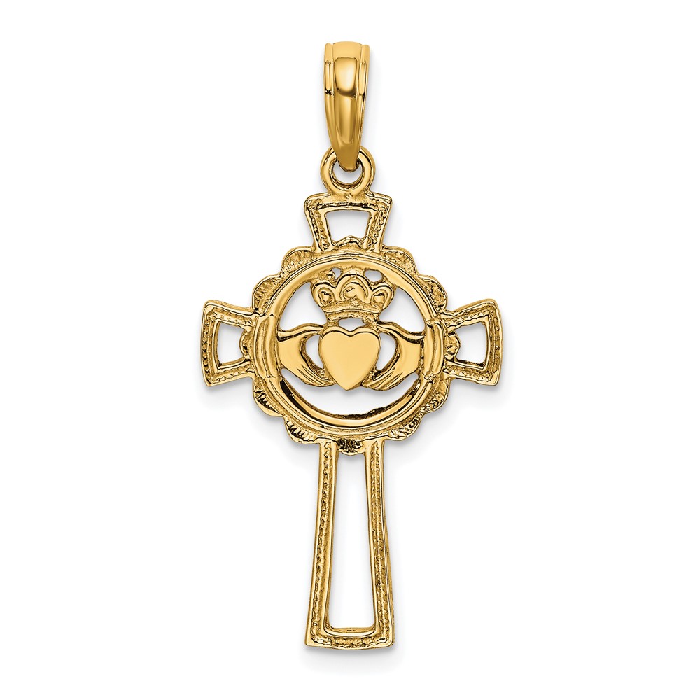 Picture of Finest Gold 10K Yellow Gold Claddagh Cross Charm