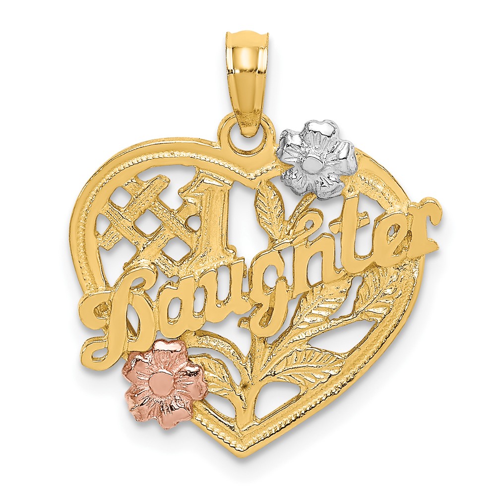 Picture of Quality Gold 10K9142 10K Two-Tone with White Rhodium No.1 Daughter Heart Charm