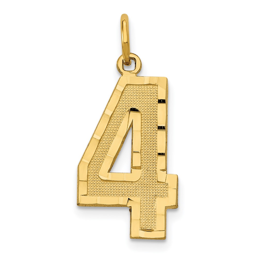 Picture of Finest Gold 10K Yellow Gold Casted Large Diamond-Cut Number 4 Charm