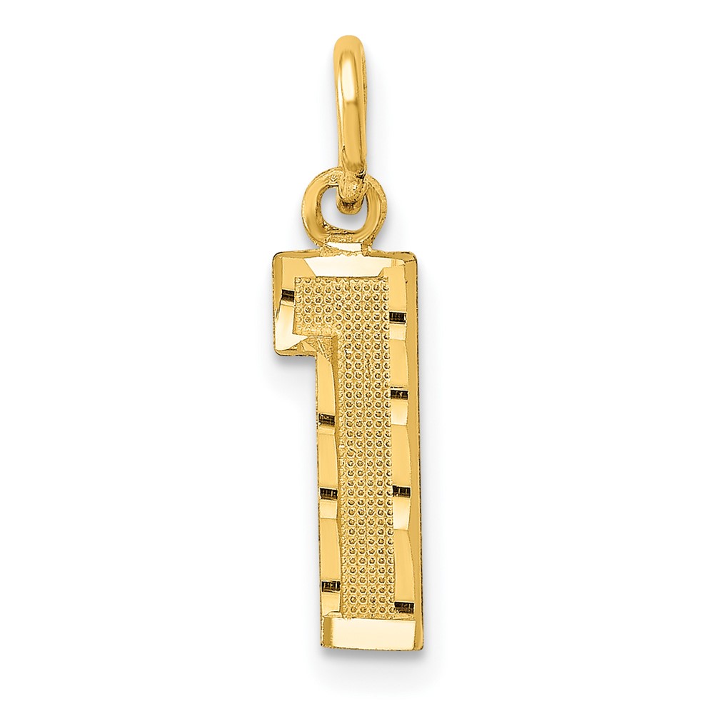 Picture of Finest Gold 10K Yellow Gold Casted Small Diamond-cut Number 1 Charm