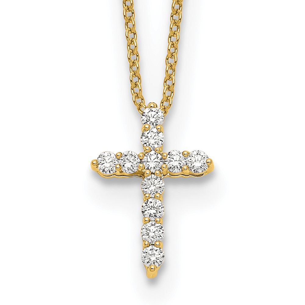Picture of Finest Gold 14K Yellow Gold Diamond Cross 18 in. Necklace