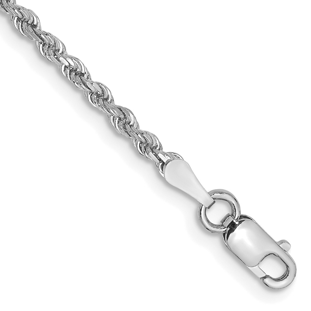 Picture of Finest Gold 10K White Gold 2 mm Diamond-Cut Rope Chain 8 in. Bracelet