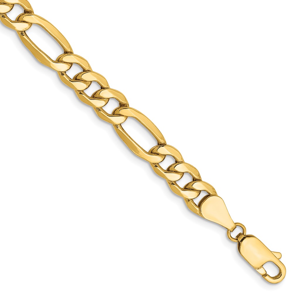 10K Yellow Gold 6.25 mm Semi-Solid Figaro 9 in. Chain Bracelet -  Finest Gold, UBS10BC96-9