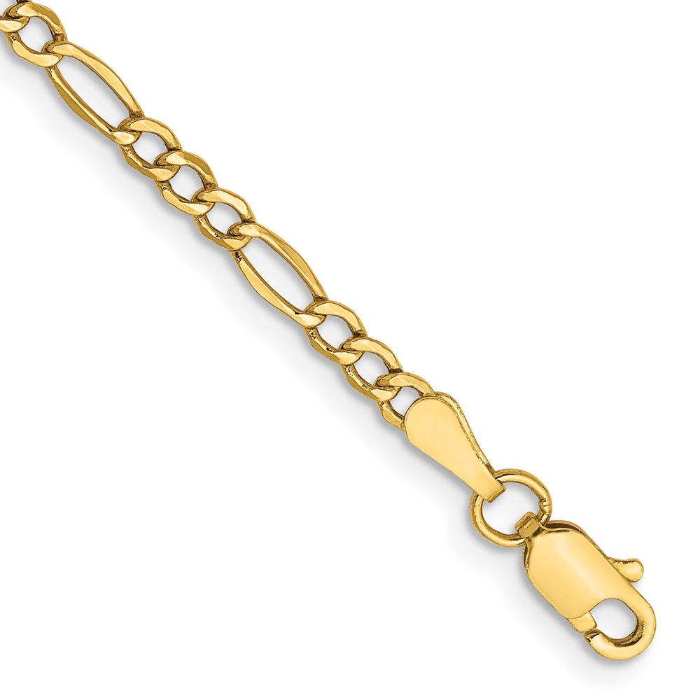 Picture of Finest Gold 10K Yellow Gold 9 in. 2.5 mm Semi-Solid Figaro Chain Anklet