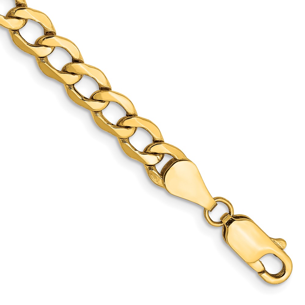 10K Yellow Gold 5.25 mm Semi-Solid Curb Link 9 in. Chain Bracelet -  Finest Gold, UBS10BC108-9