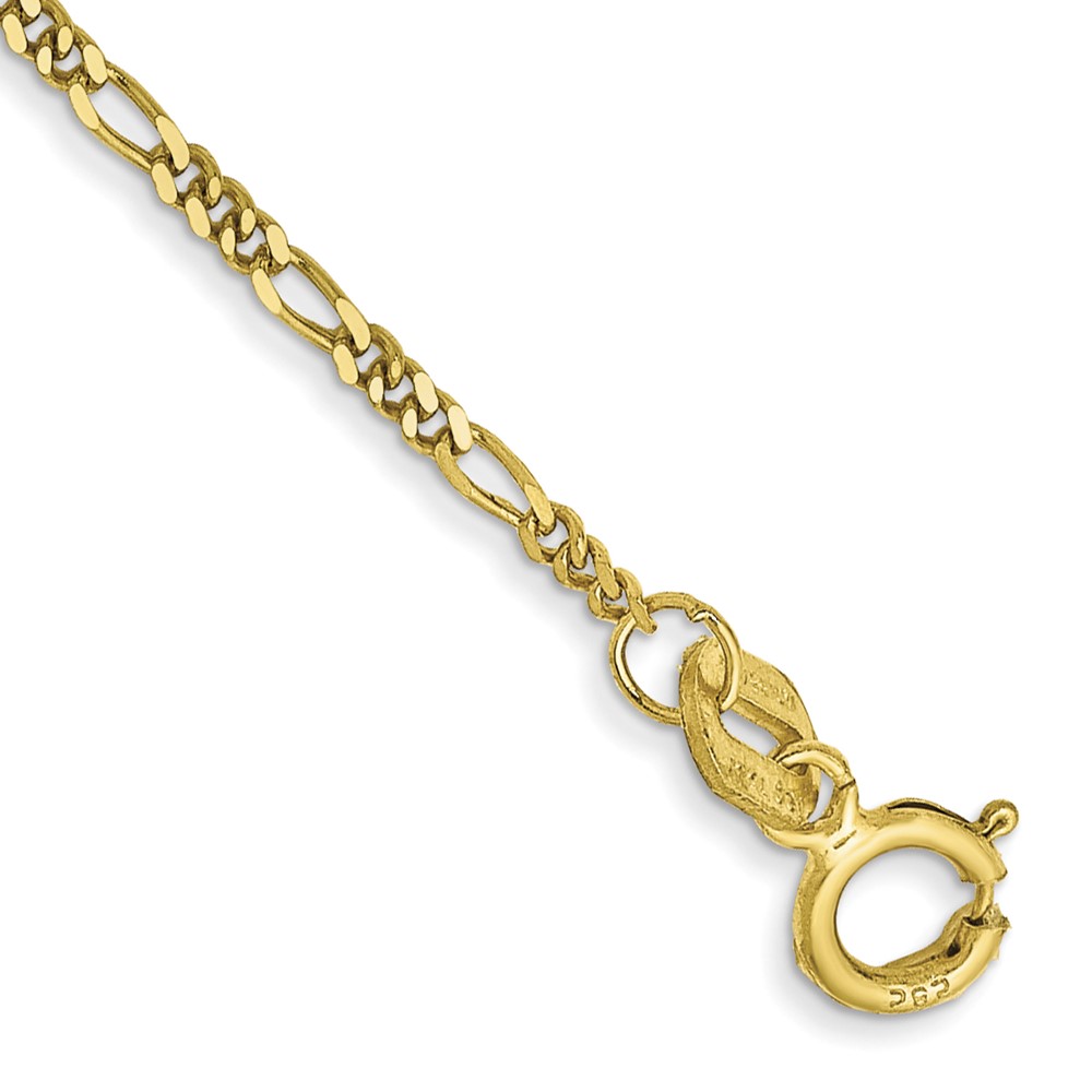 Picture of Finest Gold 10K Yellow Gold 10 in. 1.25 mm Flat Figaro Chain Anklet