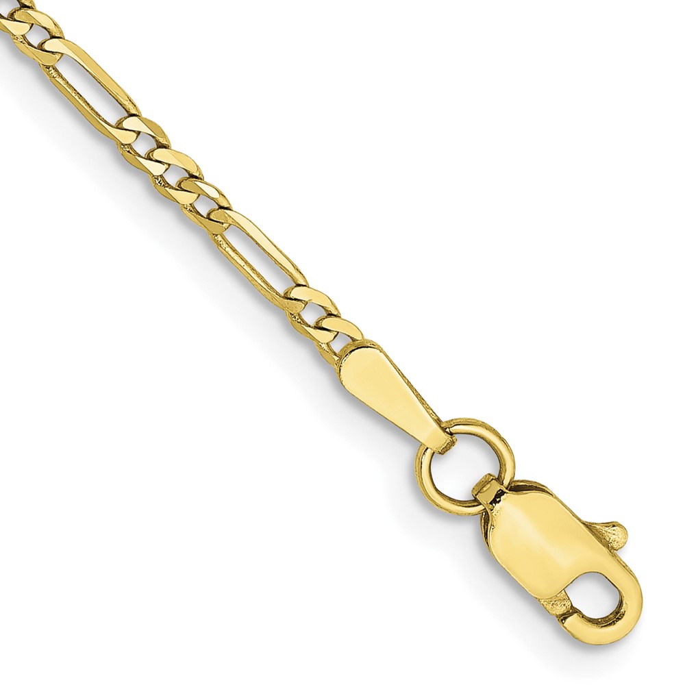 Picture of Finest Gold 10K Yellow Gold 9 in. 1.75 mm Flat Figaro Chain Anklet