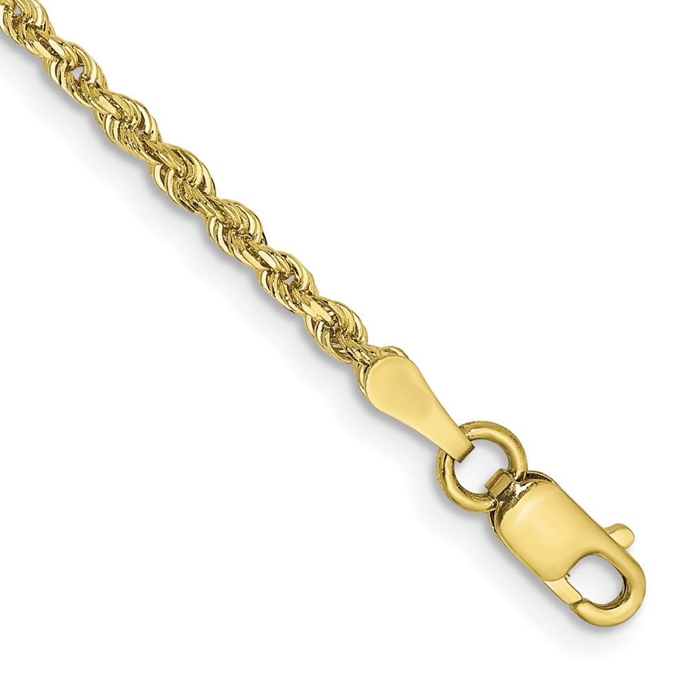 Picture of Finest Gold 10K Yellow Gold 10 in. 2 mm Diamond-Cut Quadruple Rope Chain Anklet
