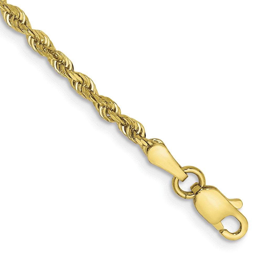Picture of Finest Gold 10K Yellow Gold 10 in. 2.25 mm Diamond-Cut Quadruple Rope Chain Anklet