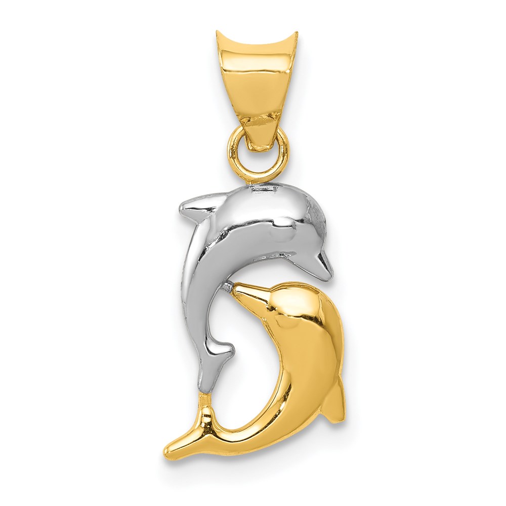 Picture of Quality Gold 14K Yellow with Rhodium Polished & DC Dolphins Pendant
