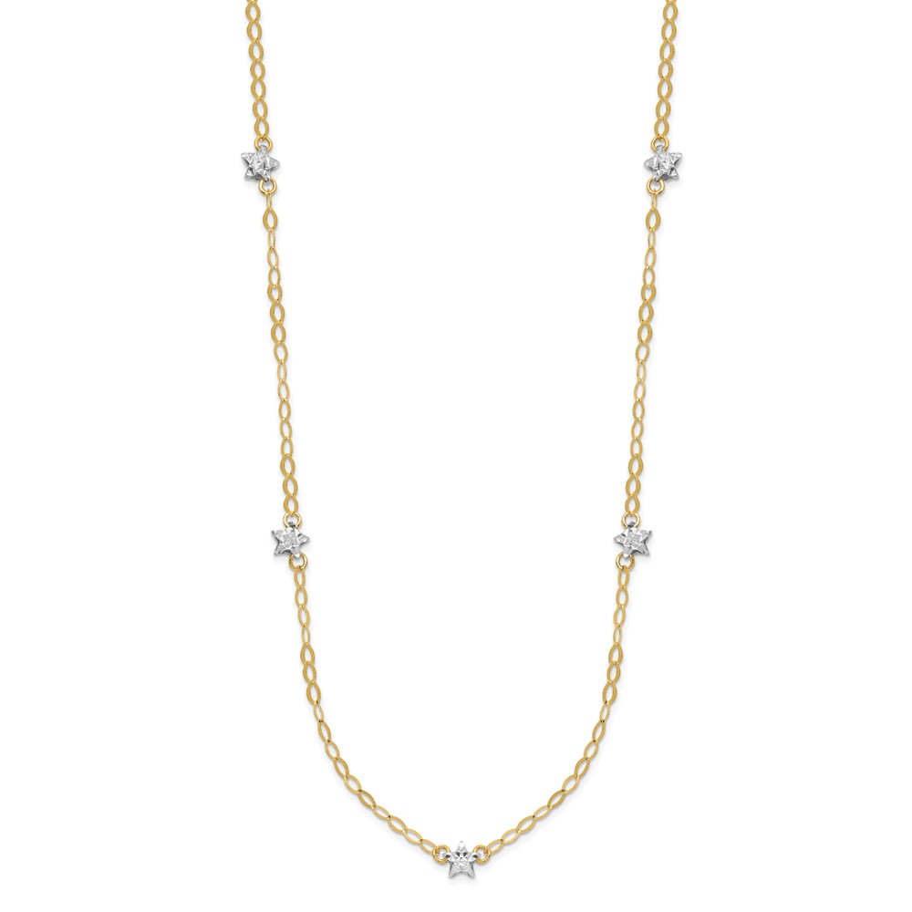 14K Two-Tone Oval Chain Diamond-Cut Stars with 2 in. Extension Necklace -  Finest Gold, UBSSF2011-16