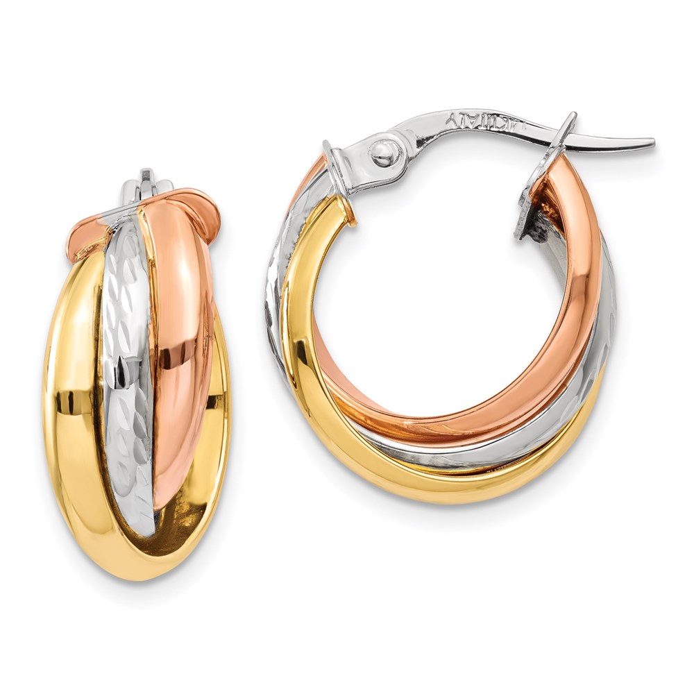 Picture of Finest Gold 14K Tri-Color Polished Post Hoop Earring