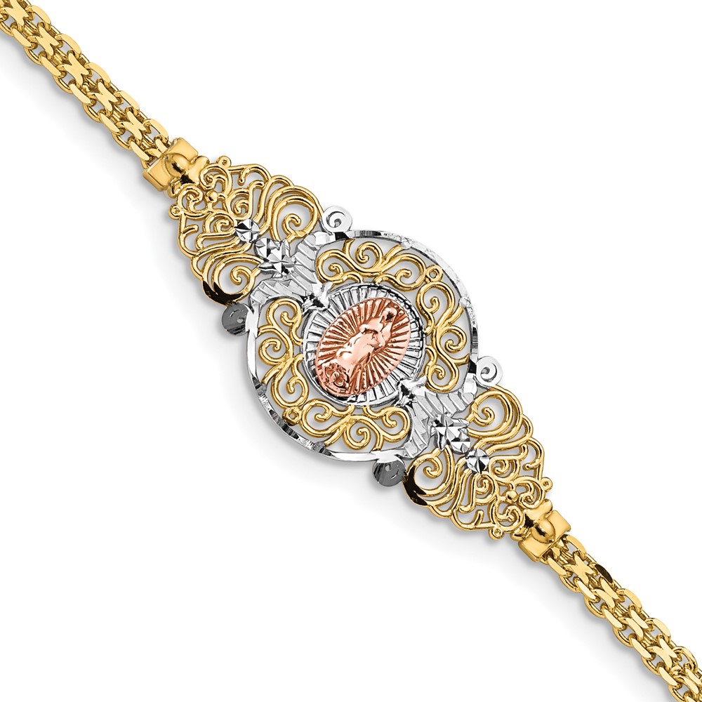 Picture of Quality Gold FB1455-7 14K Two-Tone with Rhodium Our Lady of Guadalupe 7 in. Bracelet