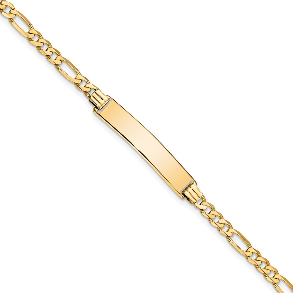 10K Yellow Gold Figaro Link ID 7 in. Bracelet -  Finest Gold, UBS10LID75-7