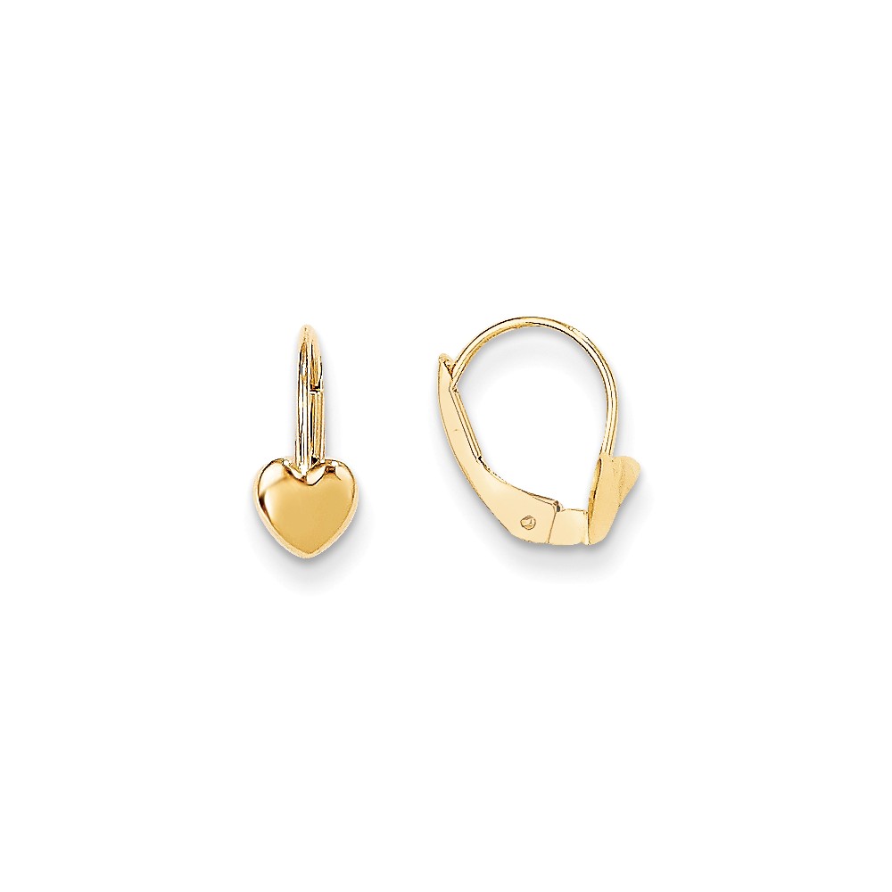 Picture of Finest Gold 5 x 12 mm 14K Yellow Gold Madi K Heart Leverback Earrings&amp;#44; Pair