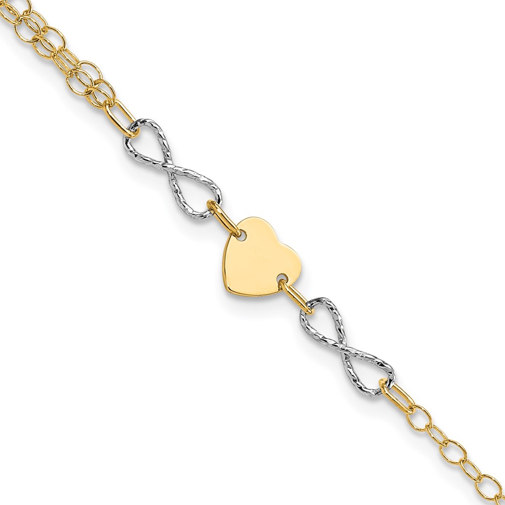Picture of Finest Gold 14K Two-Tone Gold Polished Infinity &amp; Heart 7 in. Bracelet