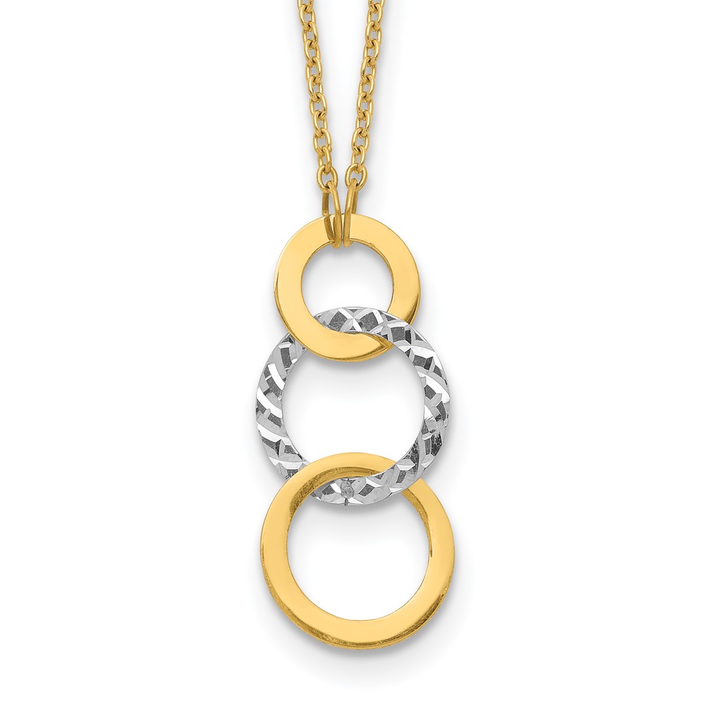 Picture of Finest Gold 14K Two-tone Polished &amp; Textured 3-circle Necklace