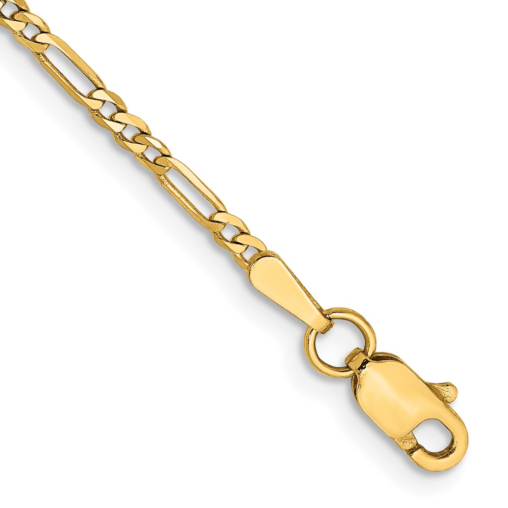 Picture of Finest Gold 14K Yellow Gold 10 in. 1.8 mm Flat Figaro Chain Anklet