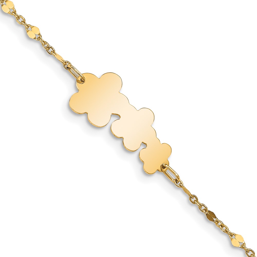 Picture of Finest Gold 14K Childrens Polished Flowers Bracelet with 1 in. Extender